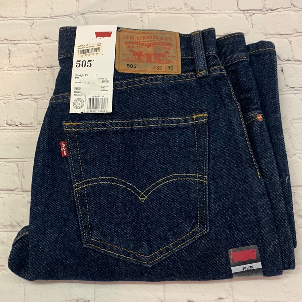 NEW Levi Strauss 505 Blue Jeans 32x30 Straight Leg